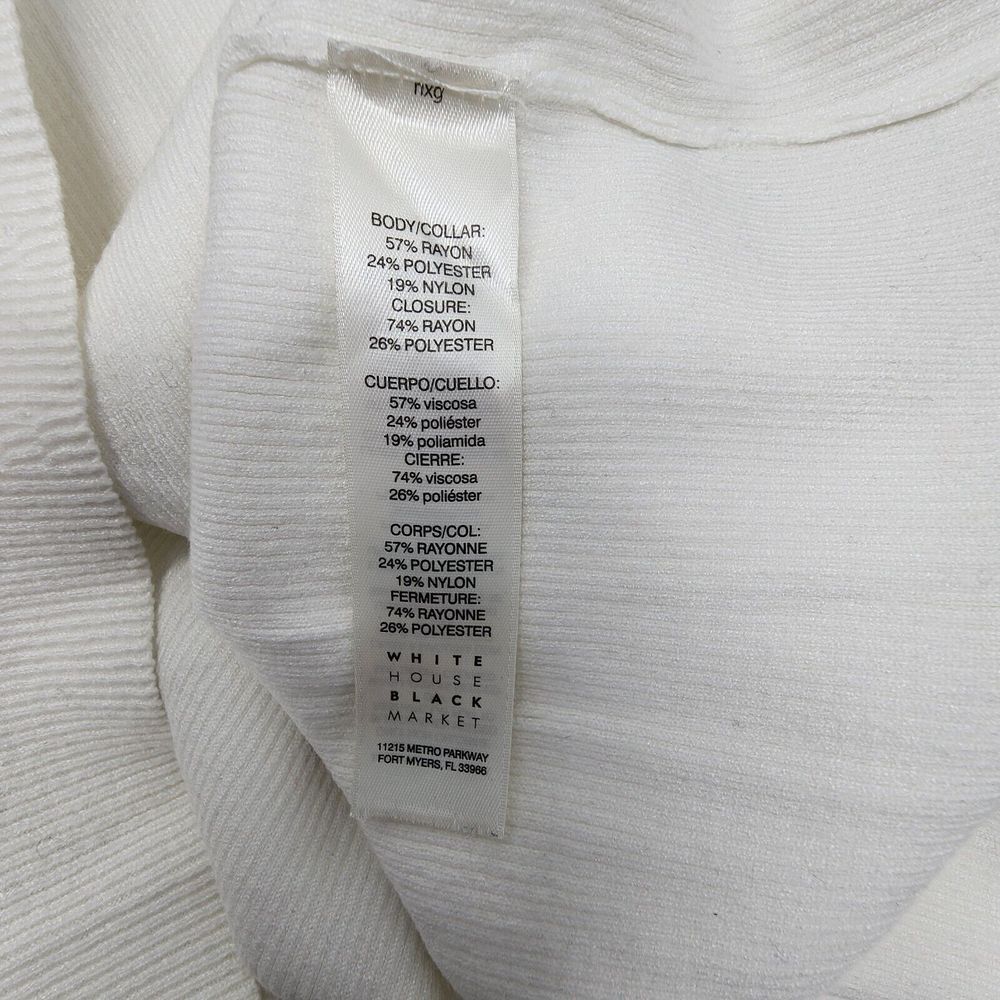 White House Black Market Gold Button Detail Mock Neck Ribbed Womens Size Large - Picture 4 of 10
